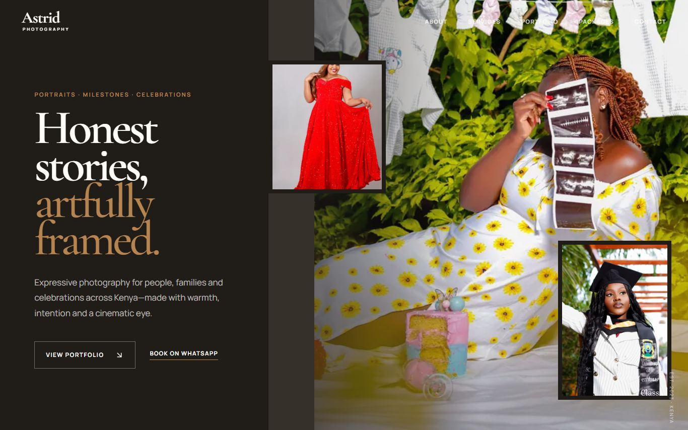 Astrid Photography website homepage